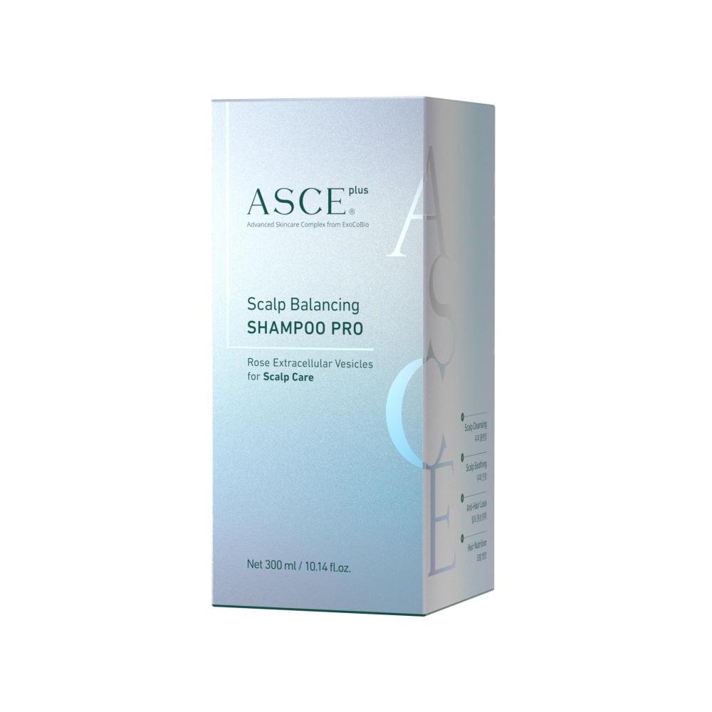 ASCEplus Scalp Balancing Shampoo PRO 300 мл - професионален корейски шампоан с екзозоми за коса и скалп. Почиства, освежава, хидратира и подхранва за по-мека и жизнена коса. Грижа при косопад, чувствителен скалп, омазнена коса. За ежедневна употреба.